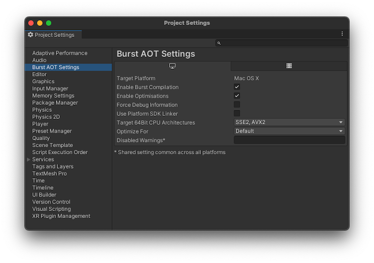 Burst AOT Settings