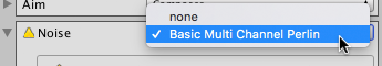 Choosing the Basic Multi Channel Perlin component to add camera noise