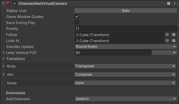 Virtual Camera properties