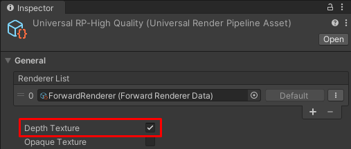 In URP Asset, enable Depth Texture