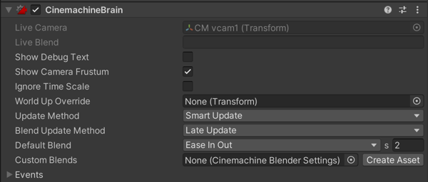 Cinemachine Brain, a component in the Unity camera