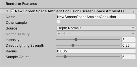 SSAO Renderer Feature properties.